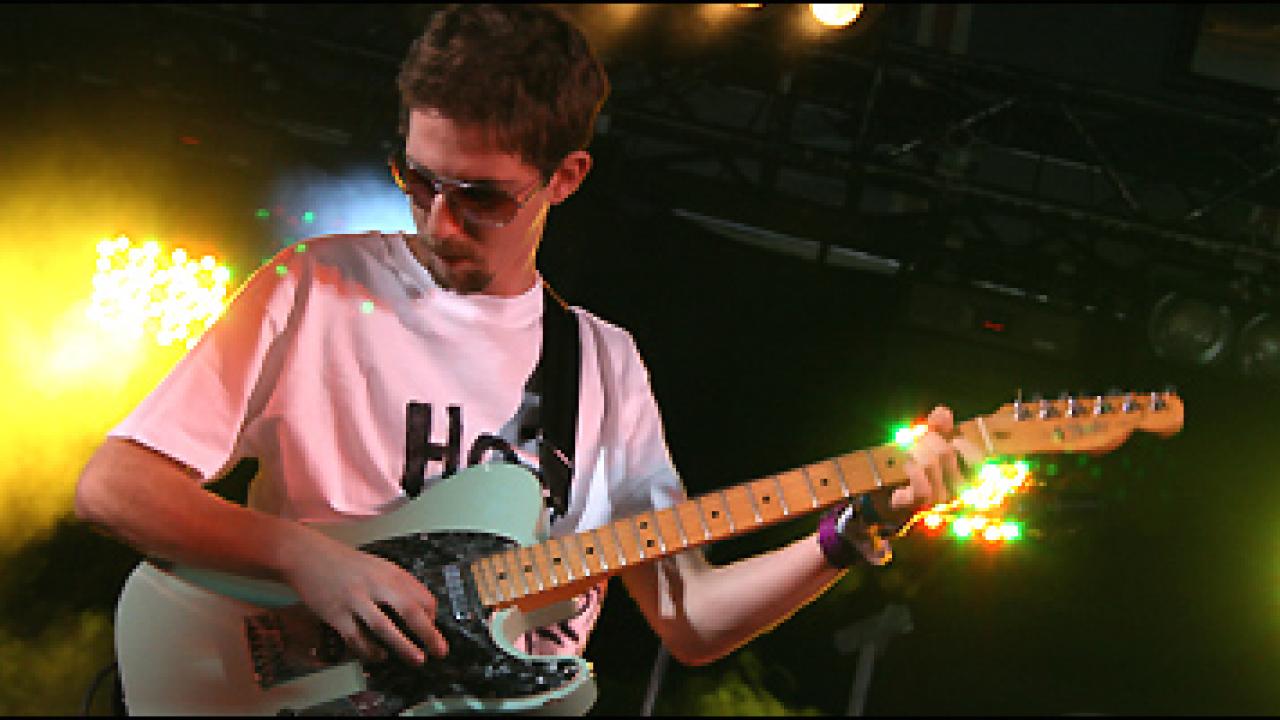 Pete Hefferan playing the Carling Stage at Reading Festival 2007